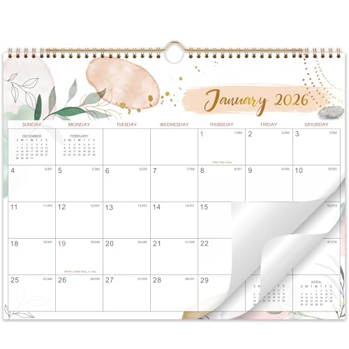 2026 Calendar 2026 Wall Calendar, 11.5 x 15 In, Jan 2026 - Dec 2026, 12 Monthly Calendar, Large Block with Julian Dates, Thick Paper, Holidays, Hanging Hook, Twin-wire Binding