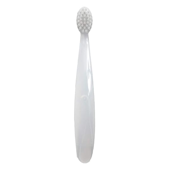 RADIUS Baby Totz Toothbrush, Infant Toothbrush for Ages 0 to 1 Years, Extra Soft Plant Based Bristles, BPA Free, ADA Accepted, Made in USA, Clear, Pack of 1