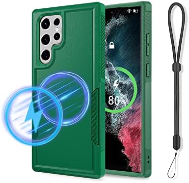 for Galaxy S22 Ultra Case Compatible with MagSafe, Drop Proof Rugged Shockproof Magnetic Phone Cover for Samsung Galaxy S22 Ultra Green