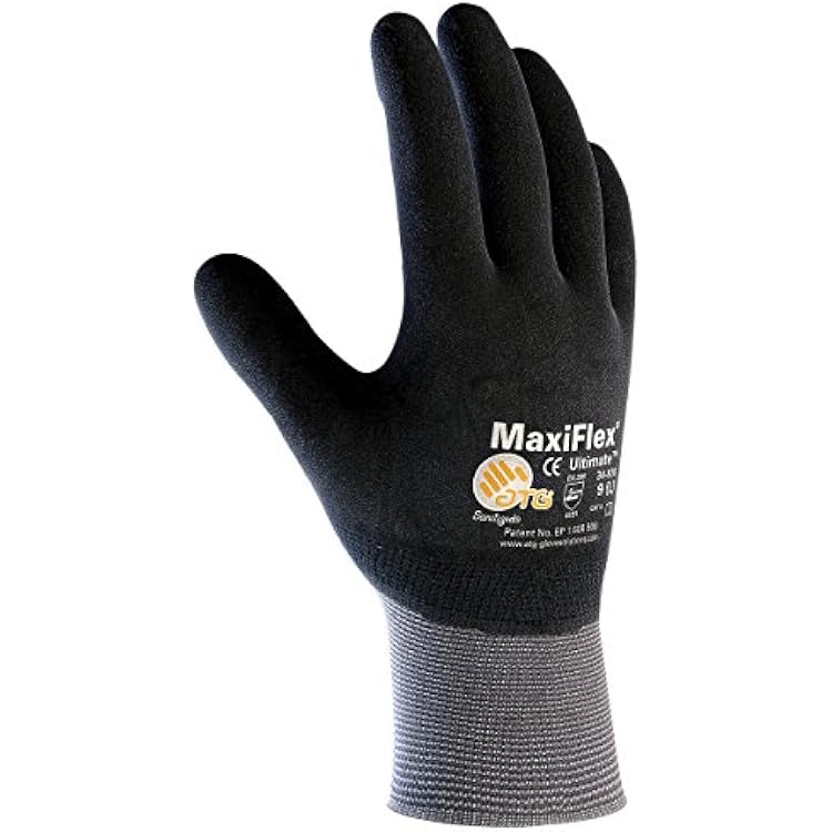 PIP Small MaxiFlex Ultimate by ATG Black Nitrile Full Coated Work Gloves With Nylon And Lycra Liner And Continuous Knit Wrist
