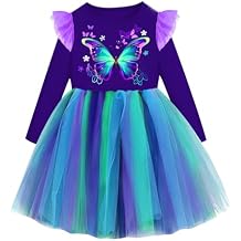 VIKITA Girls' Dresses Winter Long Sleeve Party Birthday Tulle Dresses for 3-12 Years