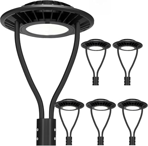 Lightdot LED Post Top Lights 200W Circular Area Light 30000Lm 5000K LED Parking Lot Light with Photocell, Outdoor Pole Lights Fixture for Garden Yard Street Lighting - 6 Pack