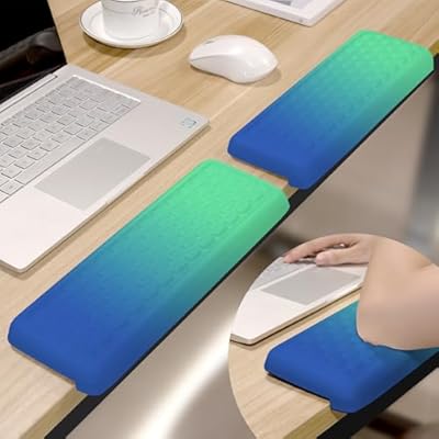 Rnivvi L-Shaped Desk Elbow Pad, 2-Pack Ergonomic Memory Foam Wrist Rest for Computer Keyboard, Non-Slip Desk Edge Cushion Universal Fit, Forearm Rest Pad for Pain Relief Support, Blue Green Gradient