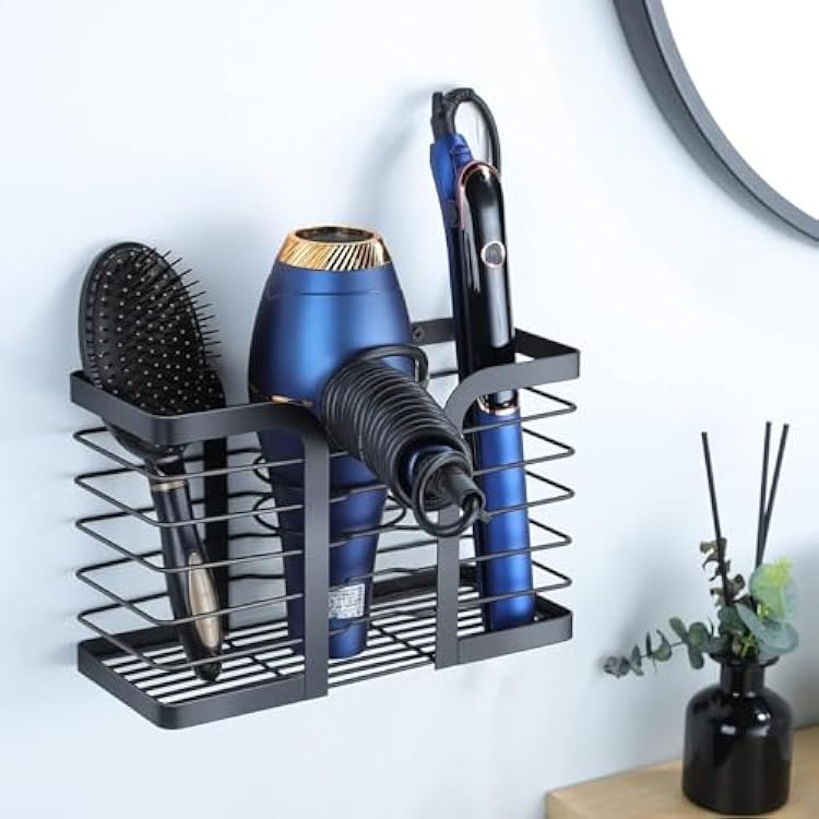 YIGII Hair Dryer HolderHair Tool Organizer Wall Mount - Metal Wire Bathroom Blow Dryer Holder Hair Styling Hot Tools Organizer for Flat Iron, Curling Wand, Straightener, Electric Shaver