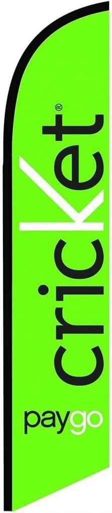 Cricket Paygo Green Feather Flag | 3ft W x 11.5ft H | Durable Super-Knit Polyester | Outdoor Advertising Banner Flag for Promotions