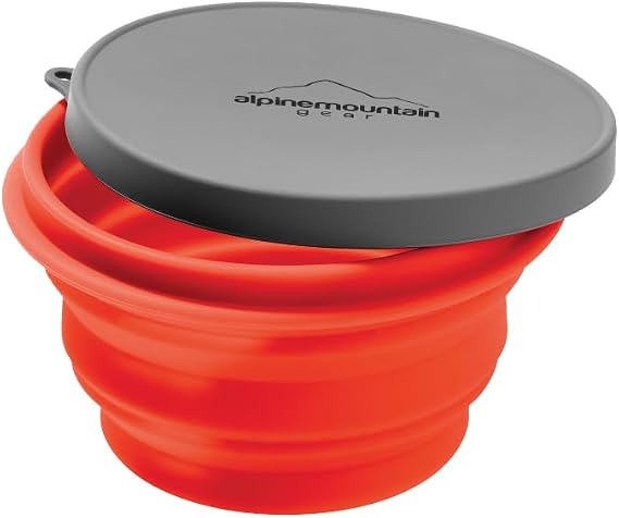 Collapsible Silicone Bowl with Lid for Camping and Backpacking - Camping Dishware Gear Essentials in Small/Red (Made by Caddis Sports, Inc.)