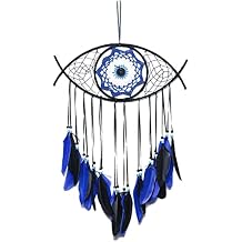 Noonsial Dream Catchers for Wall Decor Evil Eye WallBoho Traditional Circular Net for Wall Hanging Decor, Bedroom Kids, Home Decoration, Art Ornament Craft Gift (Navy Blue)