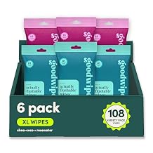 goodwipes Flushable Wipes Travel Size - Extra Large Adult Wet Wipe - On-the-Go Portable Wipes - Sewer & Septic Safe - Hygiene Essentials - Shea Coco & Rosewater, 108 Count (6 Packs)