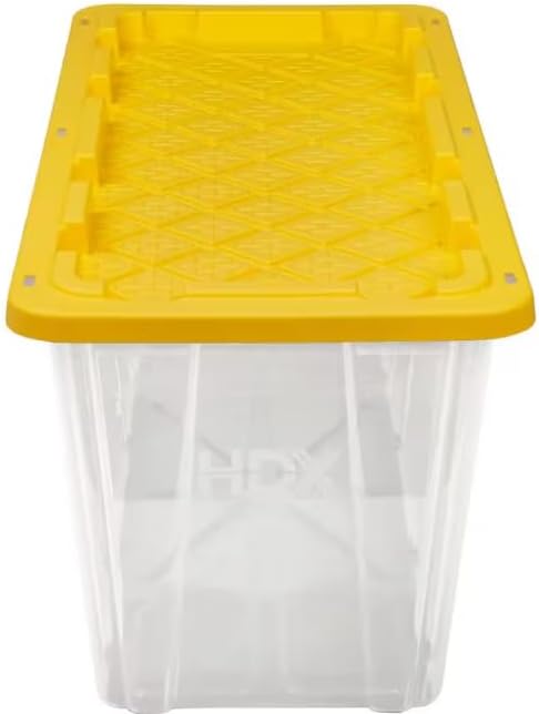 Storage Container, 57 Gallon, Clear with Yellow Lidhdx