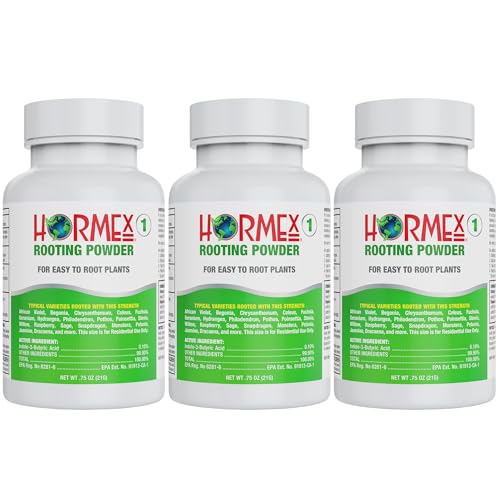 Hormex Rooting Hormone Powder #1 0.10% IBA for Delicate Houseplants, Succulents & Herbs - Gentle Root Stimulator & Growth Hormone for Softwood Plant Cuttings, Cloning, Propagation 3 Pack