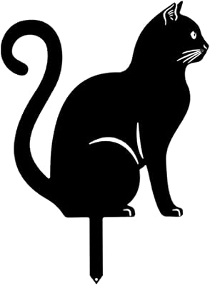 awakentti Yard Ornaments, Garden Outdoor Statues Animal Stakes, Metal Black Cat Stake Garden Garden Statue, Garden Stakes Decorative for Yard Decor and Lawn Ornaments A