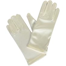 Girls White Satin Gloves