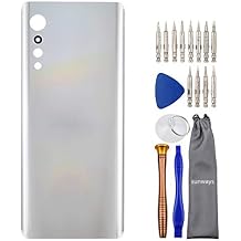 Sunways Glass Back Case Battery Door with Pre-Cut Adhesive for LG Velvet 5G UW, LM-G910EMW, LMG910EMW, LM-G900N, LM-G900EM, LM-G900V in Aurora Silver