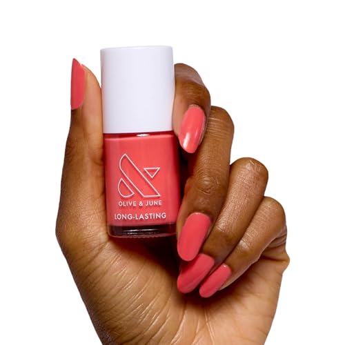 Olive & June Long Lasting Nail Polish | Spring Pastel Nails | Gel-Like Finish No Lamp Needed | Lasts up to 10 days | Salon-Quality 15-Free Vegan & Cruelty-Free Chip-Resistant | Perfect Pinwheel Coral