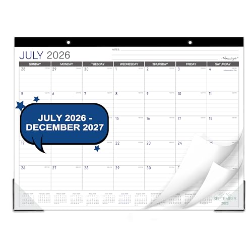 Desk Calendar 2026-2027 - DeskWall Calendar 2026-2027, Jul 2026 - Dec 2027, 26-27 Calendars 18 Month, Desk Calendars with Corner Protectors, Large Ruled Blocks, Thick Paper, Colorful, 14.6 x 11.5, Desktop Calendar for Daily Organizer
