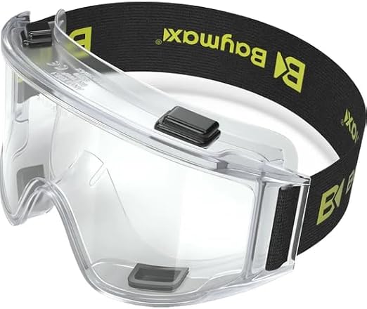 Baymax S550 Grand Şeffaf Toz Çapak Koruyucu İş Güvenlik Gözlüğü Şeffaf Lens Ayarlanabilir Lastikli Laboratuvar İşçi Gözlüğü