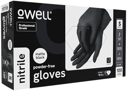 OWELL Black Nitrile Gloves Professional Grade Disposable Gloves, 4 Mil, Food Safe, Medical Exam, Powder-Free, Latex-Free