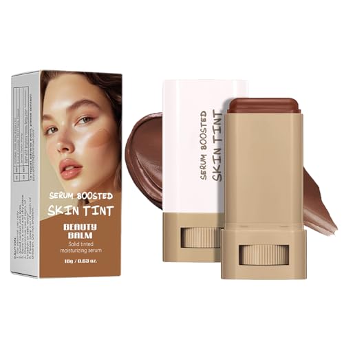 Foundation Stick Beauty Balm Serum Boosted Skin Tint, Solid Tinted Moisturizing Serum Foundation Face Stick, Multifunctional Full Coverage Concealer, Brightens, Makeup#01