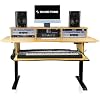 Sound Town Durable Plywood Studio Workstation Desk with 3 x 3U Rack Bays, Adjustable Top Shelf, Slide-Out Controller Keyboard Tray, Weathered Brown SDRK-PF60