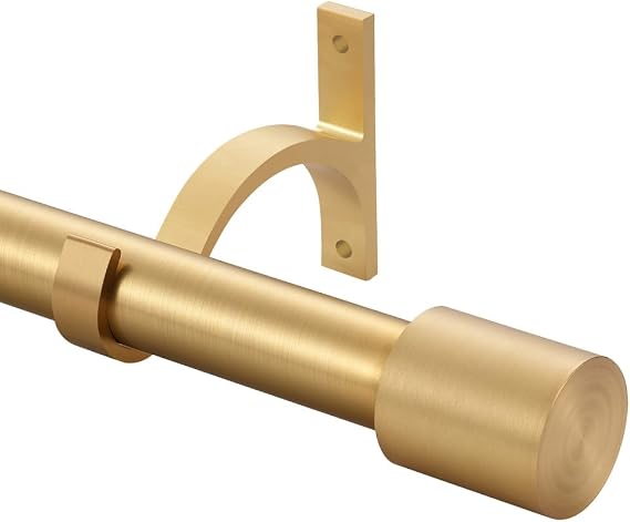 Warm Gold Decorative Curtain Rods, 28-50" Adjustable, Metal, Wall Mounted, 25 lbs Weight Capacity