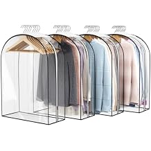 Liuoud Clear Garment Bag for Hanging Clothes 10 Gusseted, 32 Suit Bags for Open Closet Storage Plastic Clothes Cover for Coat, Dress, Shirts, Fur, Jacket, Wardrobe Protectors, 4 Pack