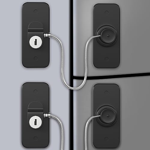 AOSITE Mini Fridge Locks for Kids No Drill Refrigerator Locks for Adults Cupboard Lock Child Safety Locks for Cabinets Drawer Locks Freezer Lock Baby Proofing Black, 2