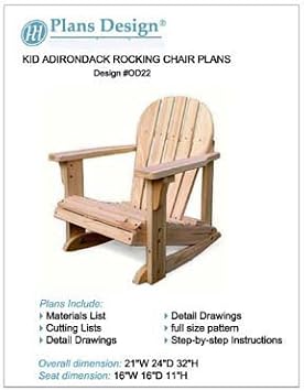 Plans Design Child Adirondack Rocking Chair Woodworking Plans, Trace & Cut, ODF22
