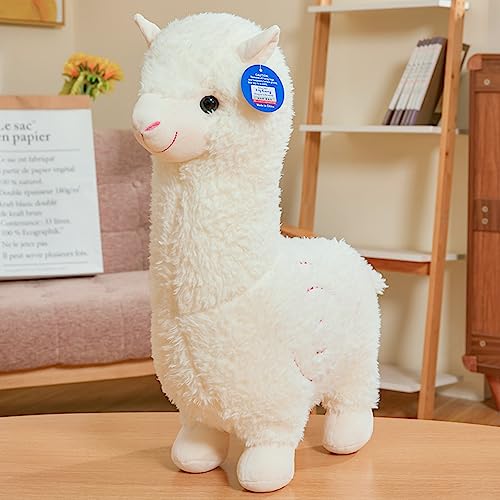 18 Alpaca Plush Toy, Llama Stuffed Animal Large Doll Plushie Hug Pillow Soft Fluffy Cushion Super Kawaii Gift for Birthday Girls and Lovers Washable White