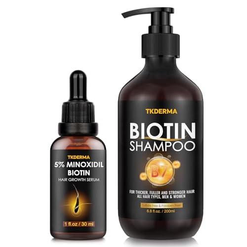 5% Minoxidil Hair Growth Serum Oil Biotin Shampoo For Men Women, Hair Growth Kit Hair Regrowth Treatment for Scalp Hair Loss Hair Thinning