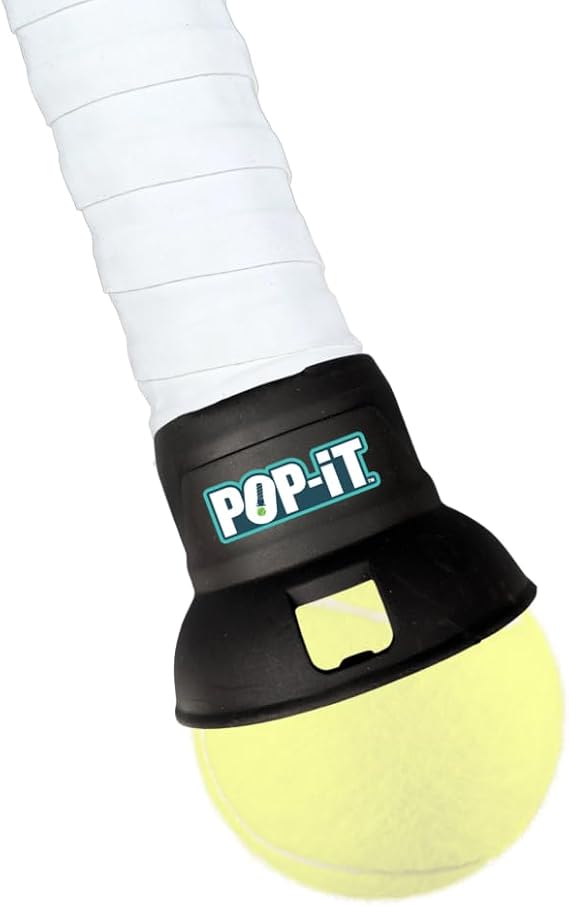 POP-IT Tennis Ball Picker Upper for Racket - No-Bend, Hands-Free Retriever - Fits Most Racquets - Lightweight and Durable Tennis Ball Collector for Players, Seniors and Coaches