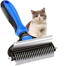 Dog Grooming Brush for Shedding, 2 in 1 Dog Deshedding Brush Shedding Comb and Dematting Tool with Double Coat, Pet Hair Grooming Brus for Long and Short Haired Dogs or Cats (blue)