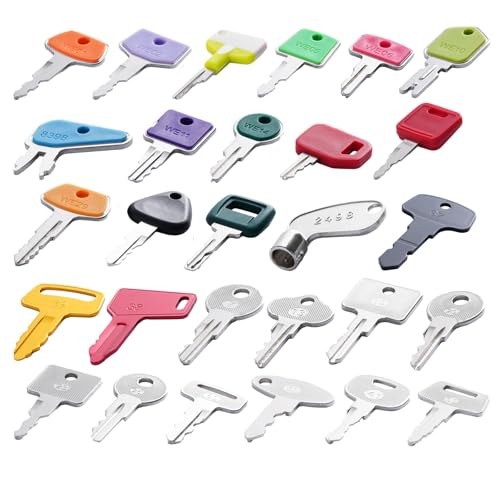 28 Contractors Heavy Equipment Key Set, Equipment Multi Key fit Cat Caterpillar John Deere Komatsu Volvo Bobcat Kubota JCB JLG Kobelco Hitachi Hyster Yanmar Takeuchi Forlift Excavator Tractor Lodaer