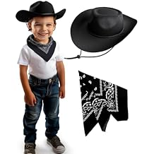 SeptCity Toddler Cowboy Hat and Bandana, Cowgirl Costume Set for Boys and Girls