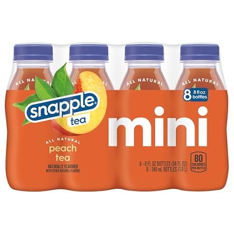 Snapple Peach Tea, 8 fl oz recycled plastic bottle, 8 pack