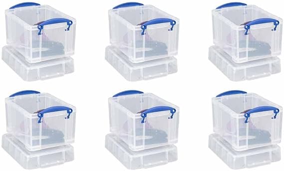 """Really Useful Products Ltd 3 Liter Storage Box Plastic, Clear Lightweight 6 Pack"""