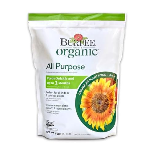 Burpee Natural Purpose Granular 4-Lb Organic Food for Growing Strong Plants | Good for Vegetable Garden, Flower Garden & Seed Starting, 4 lb, 4lb. Bag