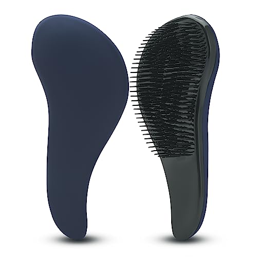 Detangling Hair Brush For Kids And Adults, Gentle Hair Care Wet Brush With Soft Flexible Bristles For Straight, Natural, Curly, Dry, Or Wet Styling, Loosen Knots And Tangles, The Scoopie Blue