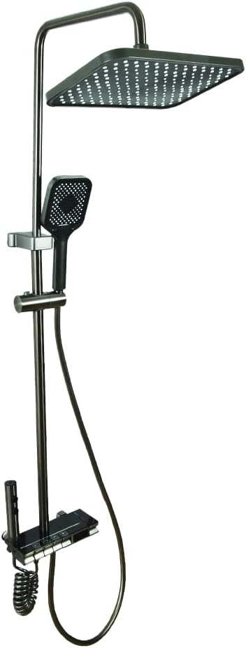 Shower Faucet Set, Brass System, Mixer Combo Set 4 Way Fixture with Rainfall Head With Handheld Spray, Bidet Sprayer Hose, Bath Kit, Temperature Control Bathroom Accessories