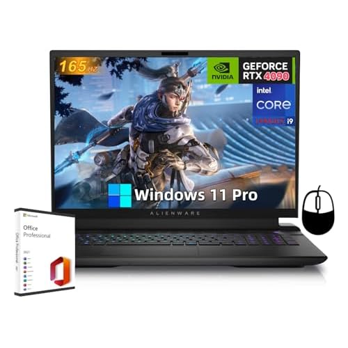 Alienware M18 R2 Gaming Laptop, GeForce RTX 4090, Intel i9 14900HX, 18 QHD 165Hz Display, 64 GB DDR5, 8 TB SSD, Backlit Keyboard, Windows 11 Pro,Office Pro Lifetime License wPatent Accessories