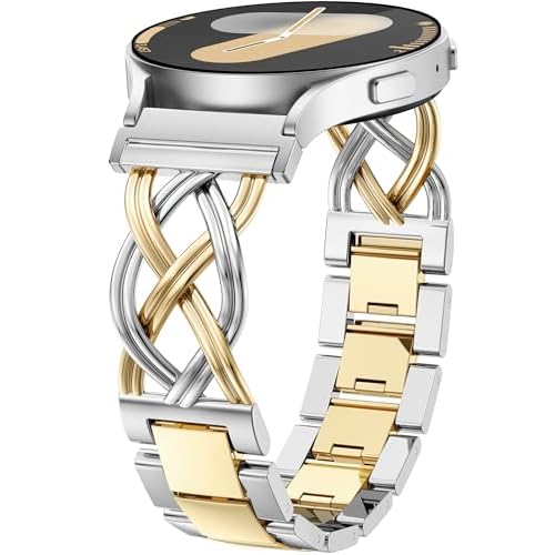 TOYOUTHS Celtic Knot Chain Bracelet Compatible with Samsung Galaxy Watch 7 6 5 4 FE 40mm 44mmWatch 6 4 Classic5 Pro3 41mmActive 2 Women, 20mm Dressy Stainless Steel Band Metal Jewelry Link Strap