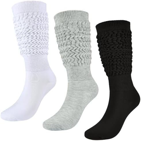 Slouch Socks Girls Cushioned Chunky Stacked Boot Socks Soft Warm Long Athletic Knee High Sock Scrunch