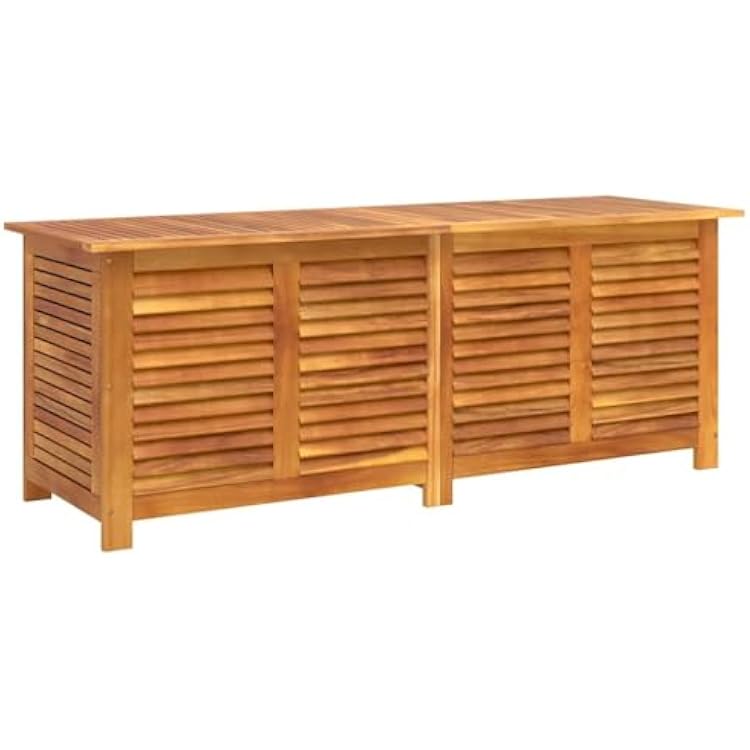 vidaXL Outdoor Storage Box 90 Gal, Deck Box, Acacia Wood with Water-Resistant Bag, Brown 59.1x19.7x22.0