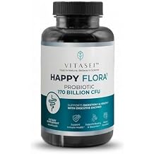 VITASEI Happy Flora Probiotic Supplement 170 Billion CFU with Digestive Enzymes for Gut Health Metabolic Support for Women and Men 60 Capsules 1-Month Supply