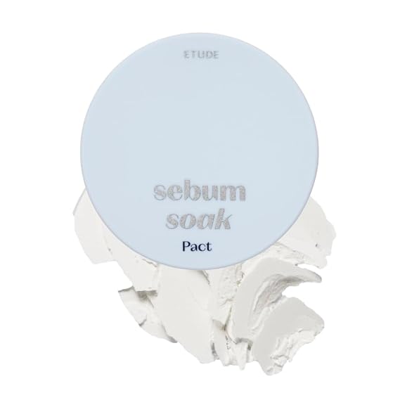ETUDE Sebum Soak Pact Setting Powder, Oil Control, Matte | Oil-control setting powder for oily and combination skin; lightweight sebum absorption and a smooth soft-matte finish.