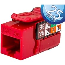 Vertical Cable Cat5E Keystone Jack 25 Pack Red