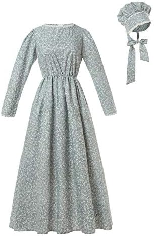 ROLECOS Pioneer Women Costume Floral Prairie Dress Deluxe Colonial Dress Laura Ingalls Costume
