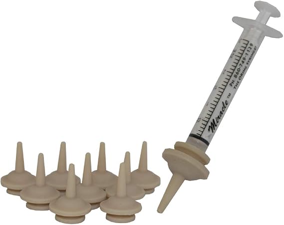 THE MIRACLE NIPPLE for Pets, Original Pkg/10 with Miracle Brand Oring Syringe - Small Mammal Suckling - Kittens/Small Breed Puppies/Squirrels