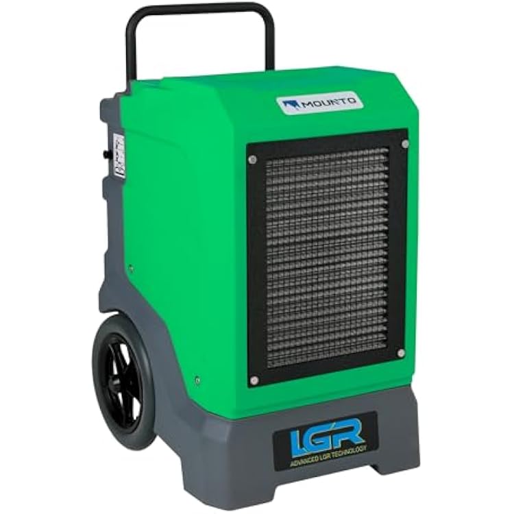 MOUNTO 310 Pints LGR Commercial Dehumidifier with Built-In Pump and Drain Hose Portable, Heavy-Duty Dehumidifier with Wheels for Basements, Garages, Home, and Job Sites Green