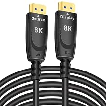 DTECH 8K Fiber Optic HDMI Cable 50ft 2.1 eARC 48Gbps 4K 120Hz 8K 60Hz Ultra High Speed Gaming Long HDMI Cord HDR HDCP in Wall Rated Compatible with Soundbar TV PS5 PS4 Xbox 1440p 240Hz Monitor