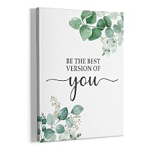 HIWX Be The Best Version Of You Framed Canvas Painting Wall Art Decor, Inspirational Quotes Wall Art Artwork Home Decoration For Living Room Bedroom Classroom Office 11x14 Inch